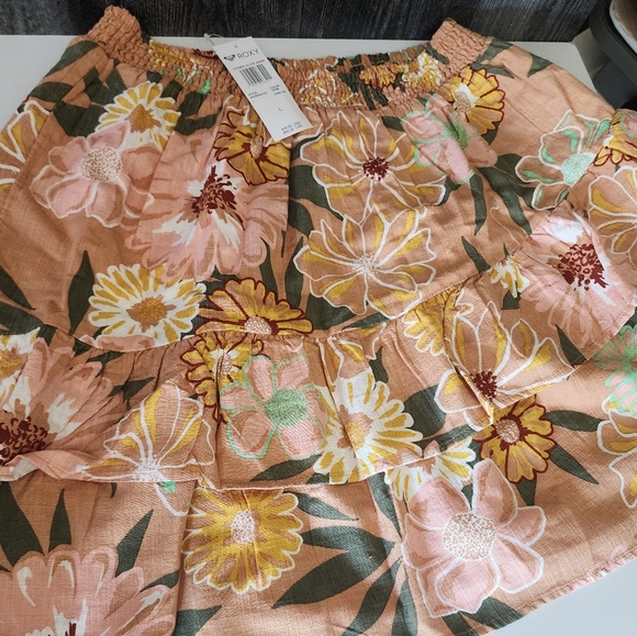 Roxy Cosmic Glow Again Skirt| BOHO Floral| Color Toasted Nut Bloom Boogie| NWT|L - Picture 5 of 11